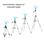 Tripé para Transmissão em Direto com Pernas Dobráveis de 3 Secções, Tripé de Liga de Alumínio com Cabeça Tripé Tridimensional em Forma de U e Suporte para Telemóvel para DSLR e Câmara Digital, Altura Ajustável: 47.5-133cm, 330A