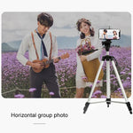 Tripé para Transmissão em Direto com Pernas Dobráveis de 3 Secções, Tripé de Liga de Alumínio com Cabeça Tripé Tridimensional em Forma de U e Suporte para Telemóvel para DSLR e Câmara Digital, Altura Ajustável: 47.5-133cm, 330A
