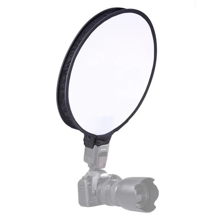 Softbox Dobrável Universal Estilo Redondo 30cm para Flash, Sem Suporte para Luz de Flash (Preto + Branco), Estilo Redondo 30cm