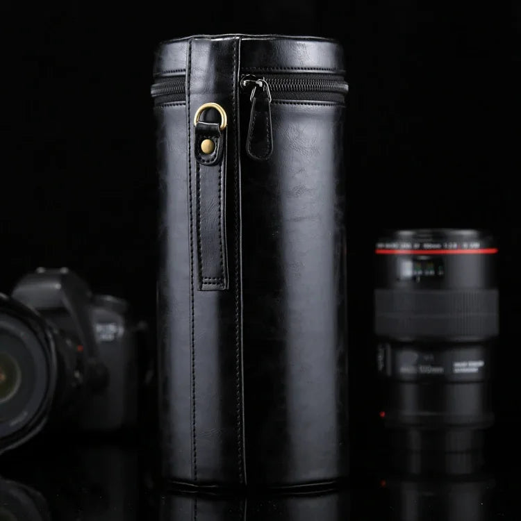 Estojo Extra Grande para Lentes com Fecho em Couro PU para Lentes DSLR, Tamanho: 24,5*10,5*10,5cm, 24,5 x 10,5cm (Castanho), 24,5 x 10,5cm (Café), 24,5 x 10,5cm (Preto)