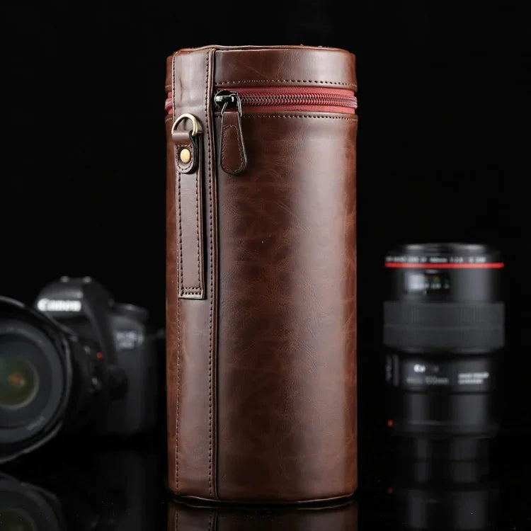 Estojo Extra Grande para Lentes com Fecho em Couro PU para Lentes DSLR, Tamanho: 24,5*10,5*10,5cm, 24,5 x 10,5cm (Castanho), 24,5 x 10,5cm (Café), 24,5 x 10,5cm (Preto)