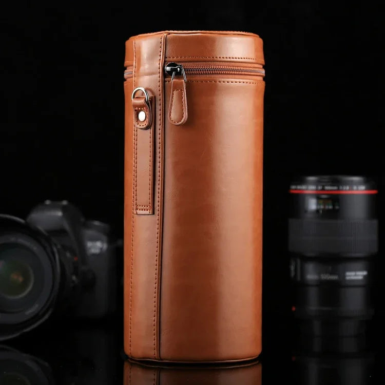 Estojo Extra Grande para Lentes com Fecho em Couro PU para Lentes DSLR, Tamanho: 24,5*10,5*10,5cm, 24,5 x 10,5cm (Castanho), 24,5 x 10,5cm (Café), 24,5 x 10,5cm (Preto)