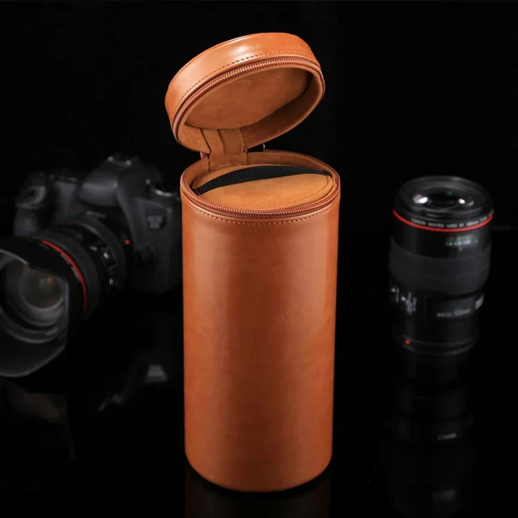 Estojo Extra Grande para Lentes com Fecho em Couro PU para Lentes DSLR, Tamanho: 24,5*10,5*10,5cm, 24,5 x 10,5cm (Castanho), 24,5 x 10,5cm (Café), 24,5 x 10,5cm (Preto)