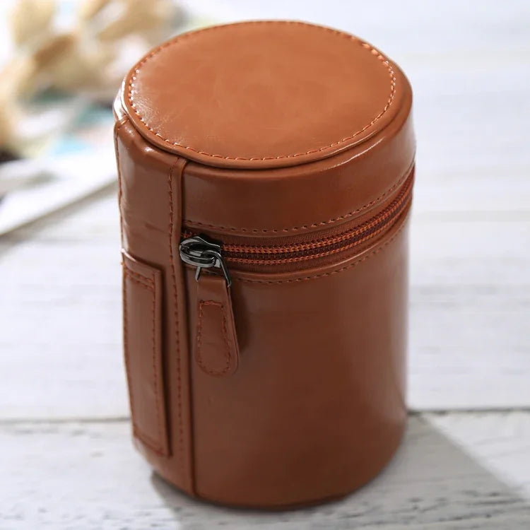 Estojo Médio para Lentes com Fecho em Couro PU para Lentes DSLR, Tamanho: 13x9x9cm, 13 x 9cm (Castanho), 13 x 9cm (Café), 13 x 9cm (Preto)