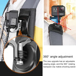 Suporte de Mochila com Fixador de Gancho e Argola para Montagem com Parafuso para GoPro, Insta360, DJI e Outras Câmaras de Ação