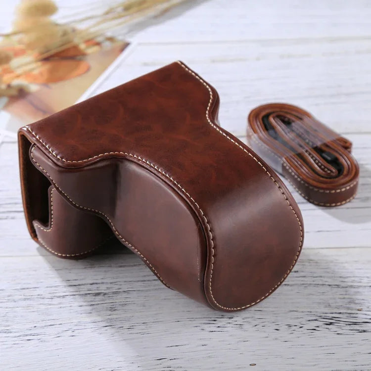 Bolsa de Capa Completa para Câmara em Pele PU com Correia para FUJIFILM X-A3 / X-A2/ X-M1 / X-A10 (Objetivas 16-50mm / 18-55mm / XF 35mm), Para FUJI X-A3