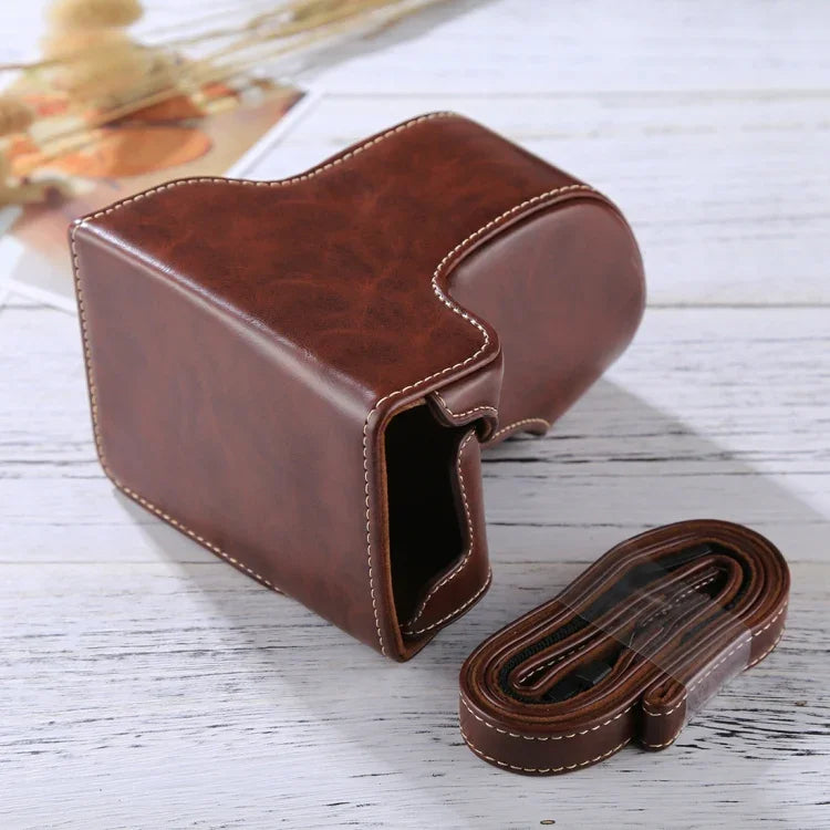 Bolsa de Capa Completa para Câmara em Pele PU com Correia para FUJIFILM X-A3 / X-A2/ X-M1 / X-A10 (Objetivas 16-50mm / 18-55mm / XF 35mm), Para FUJI X-A3