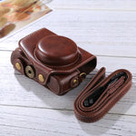 Bolsa de Couro PU para Câmara com Corpo Inteiro e Alça para Canon PowerShot G7 X Mark II, Para Canon PowerShot G7 X Mark II, Para G7X Mark II, Para G7X II