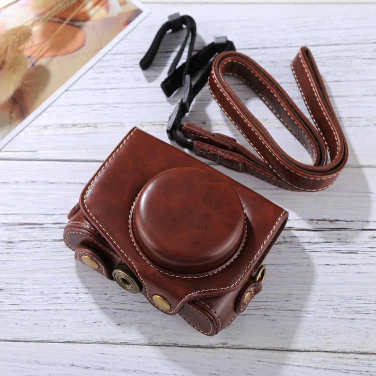 Bolsa de Couro PU para Câmara com Corpo Inteiro e Alça para Canon PowerShot G7 X Mark II, Para Canon PowerShot G7 X Mark II, Para G7X Mark II, Para G7X II