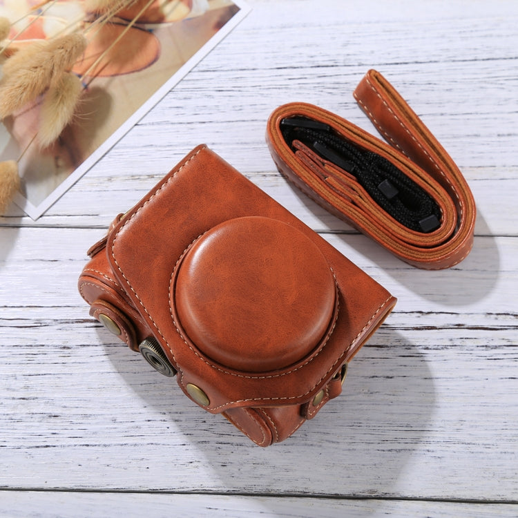 Bolsa de Couro PU para Câmara com Corpo Inteiro e Alça para Canon PowerShot G7 X Mark II, Para Canon PowerShot G7 X Mark II, Para G7X Mark II, Para G7X II