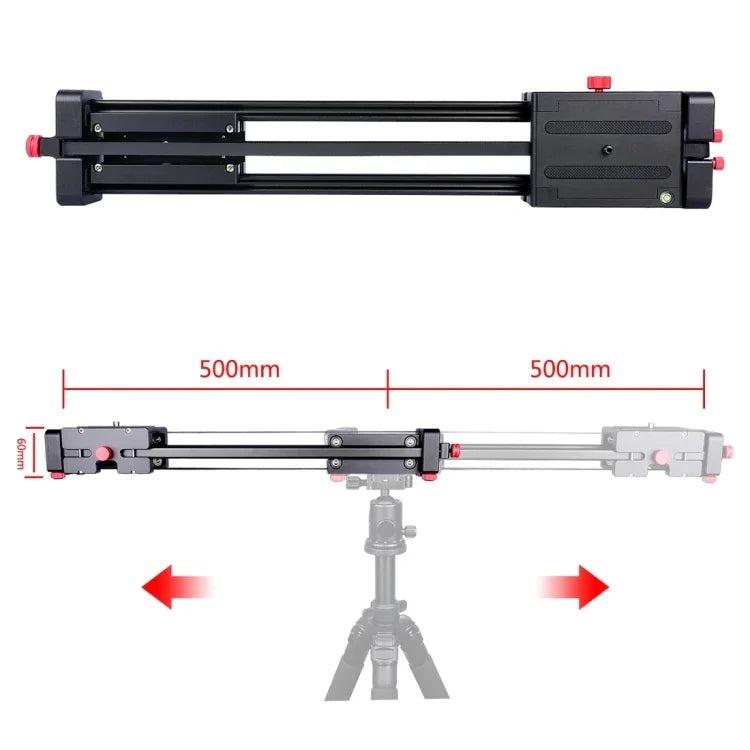 YELANGU YLG0109I Trilho Deslizante de 50cm / 100cm (Instala em Tripé) para Câmaras DSLR / SLR / Vídeo, 50cm / 100cm