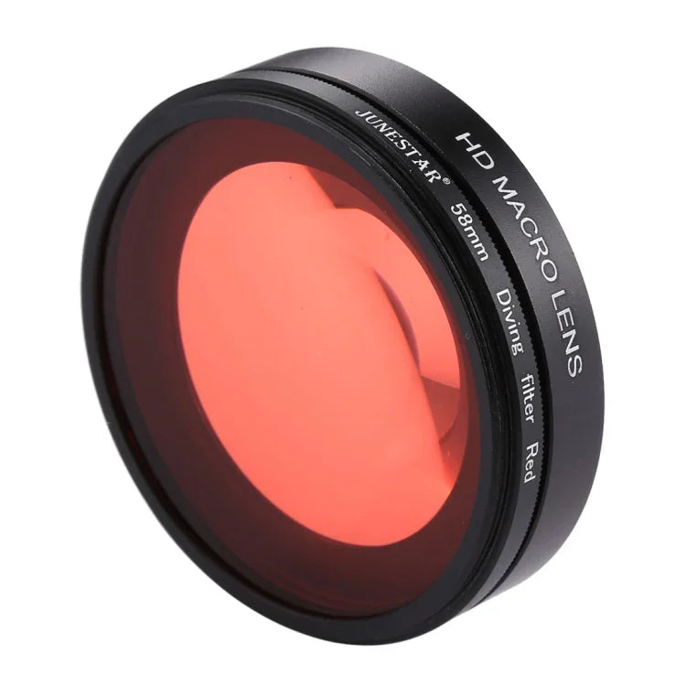Lente Macro JSR 58mm 16X + Filtro de Lente Vermelho para Mergulho com Tampa + Anel Adaptador de Filtro + Cordão + Pano de Limpeza para GoPro HERO6 /5 Caixa de Mergulho, Para HERO6 /5