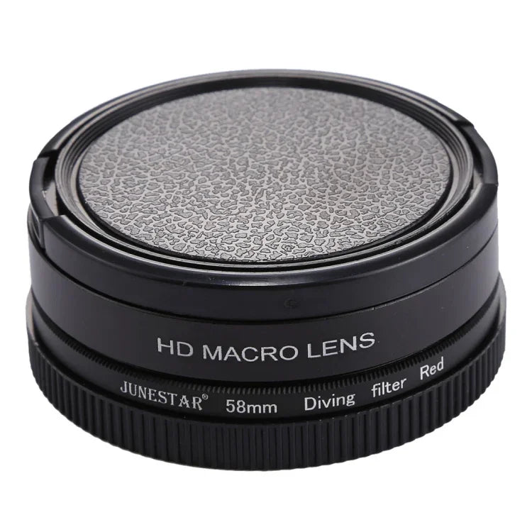 Lente Macro JSR 58mm 16X + Filtro de Lente Vermelho para Mergulho com Tampa + Anel Adaptador de Filtro + Cordão + Pano de Limpeza para GoPro HERO6 /5 Caixa de Mergulho, Para HERO6 /5