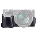 Base de Capa Metade para Câmara em Pele PU com Rosca 1/4 polegadas para Sony A6400 / ILCE-A6400, Para Sony A6400