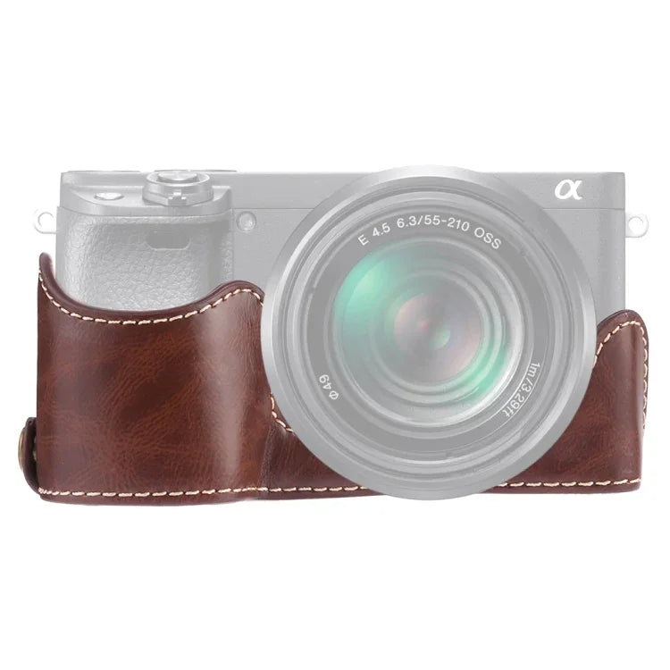 1/4 inch Thread PU Leather Camera Half Case Base for Sony A6400 / ILCE-A6400, For Sony A6400