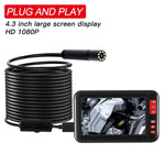 Endoscópio de Inspeção P20 com Ecrã de 4,3 Polegadas HD1080P, 8 LEDs, Comprimento: 10m, Diâmetro da Lente: 8mm, Cabo Rígido, Comprimento: 10m, Cabo Rígido