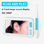 Endoscópio Visual C01 com Ecrã de 4,3 Polegadas HD1080P, Colher Auricular, 6 LEDs, Diâmetro: 3,9mm, C01 3,9mm