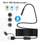 Câmara de Inspeção Endoscópica Digital Impermeável 3 em 1 com Cabeça Espiral de 8mm Y101, Cabo Rígido de 2m