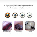 Endoscópio Visual HD 1MP para Ouvido, Nariz e Dentes com 6 LEDs, Diâmetro da Lente: 4.3mm