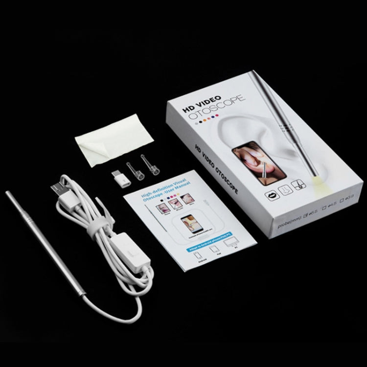 Endoscópio Visual HD 1MP para Ouvido, Nariz e Dentes com 6 LEDs, Diâmetro da Lente: 4.3mm