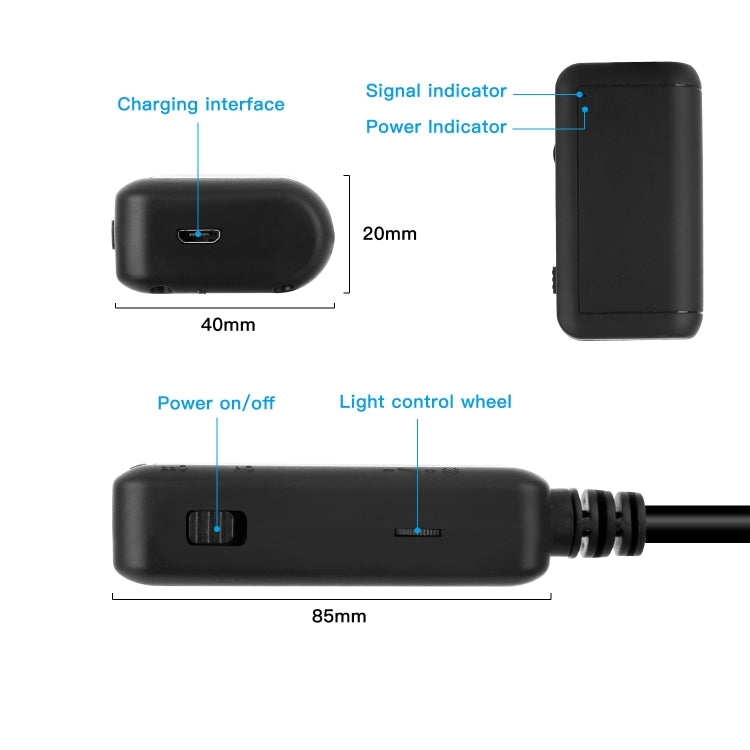 Câmara de Inspeção Endoscópica WIFI HD 5.0MP F220 5.5mm com 6 LEDs, Comprimento: 5m, Comprimento: 5m