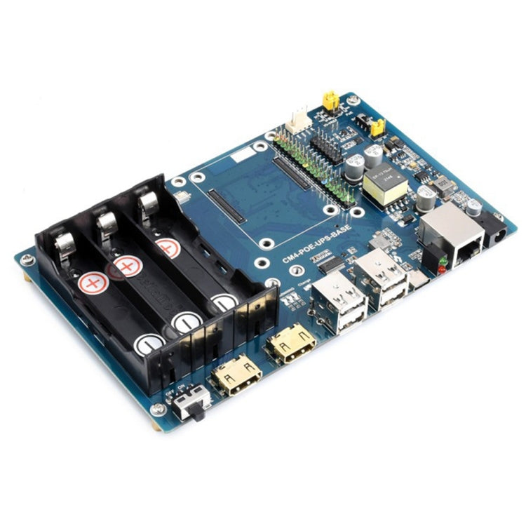 Placa Base UPS PoE Waveshare para Raspberry Pi CM4, Ethernet Gigabit, Duplo HDMI, Quádruplo USB2.0, Placa Base UPS PoE