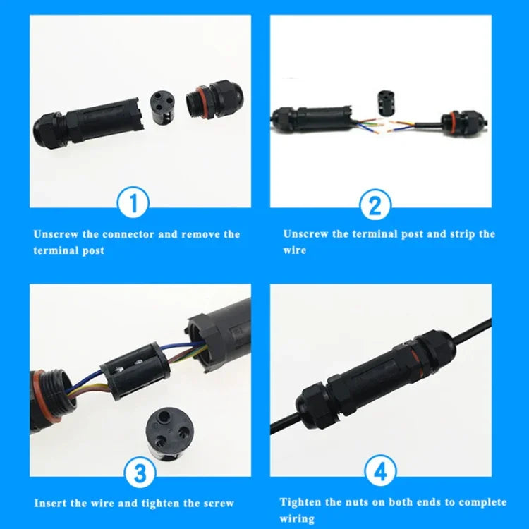 Conector de Cabo Tipo T de 3 Pinos IP68 Impermeável XY25, XY25(T3)