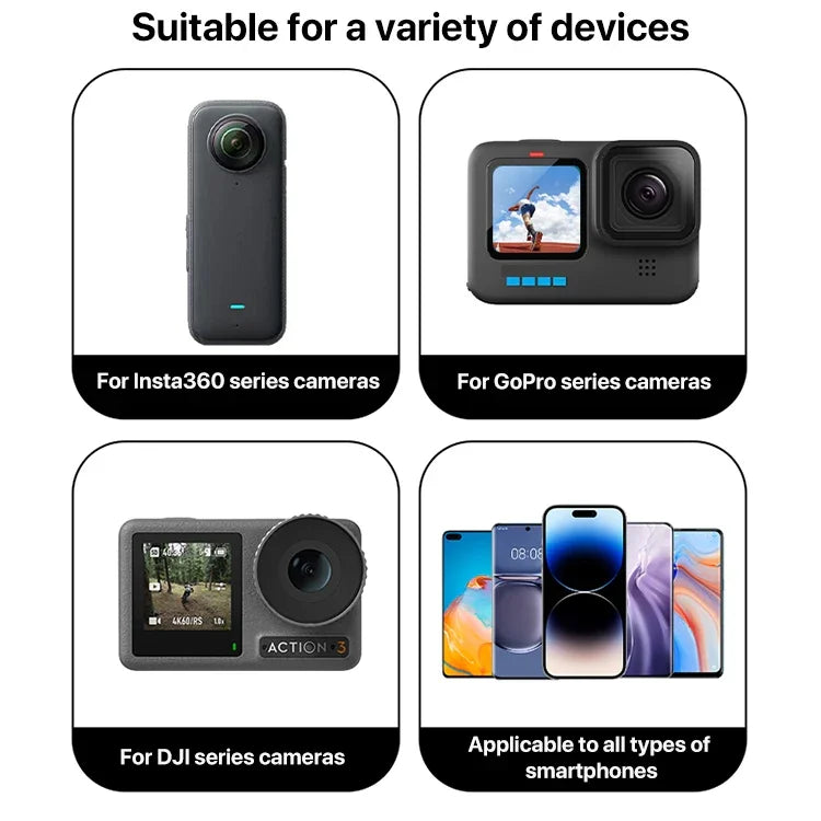 Braço Extensor de Alumínio para Punho para GoPro, Insta360, DJI e Outras Câmaras de Ação