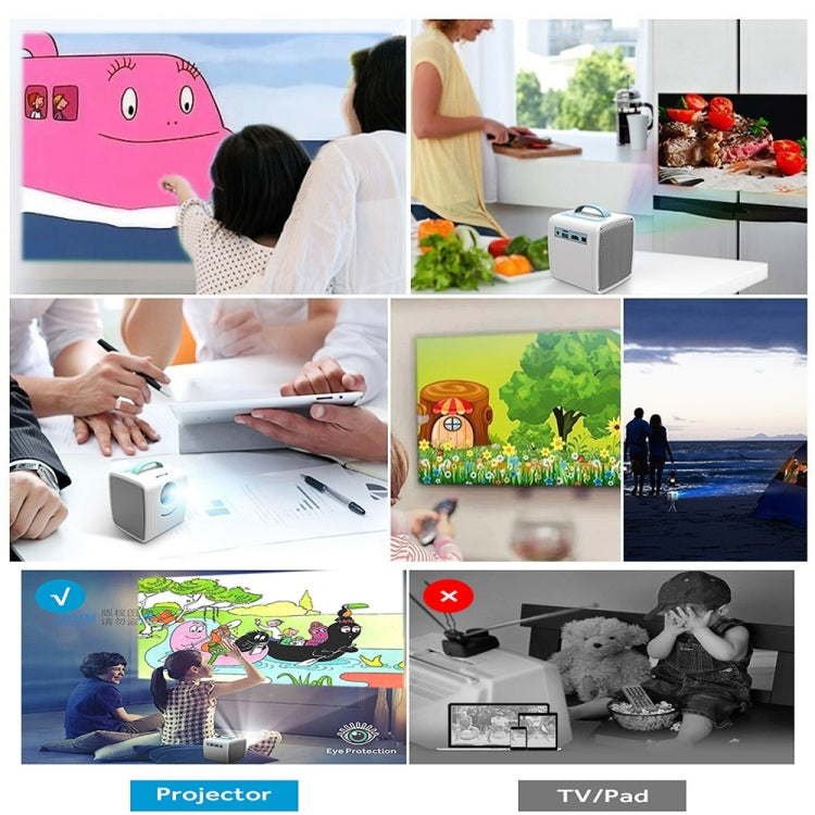 W-S1 Projetor de Vídeo Infantil 10W 30 Lumens Tecnologia LCD HD 1080P, Suporta AV / USB / Mini Cartão SD / HDMI / Áudio
