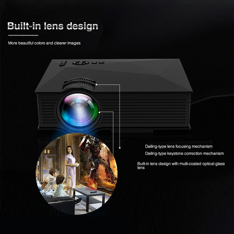 UC68 Projetor LED Multimédia para Cinema em Casa 80ANSI 800x400 HD 1080P, Suporta USB/SD/HDMI/VGA/IR, UC68 800x400