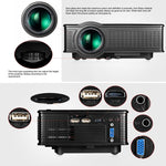 Projetor LED para cinema em casa LY-40 1800 lúmens 1280 x 800 com comando à distância, ficha EU, LY-40 ficha EU