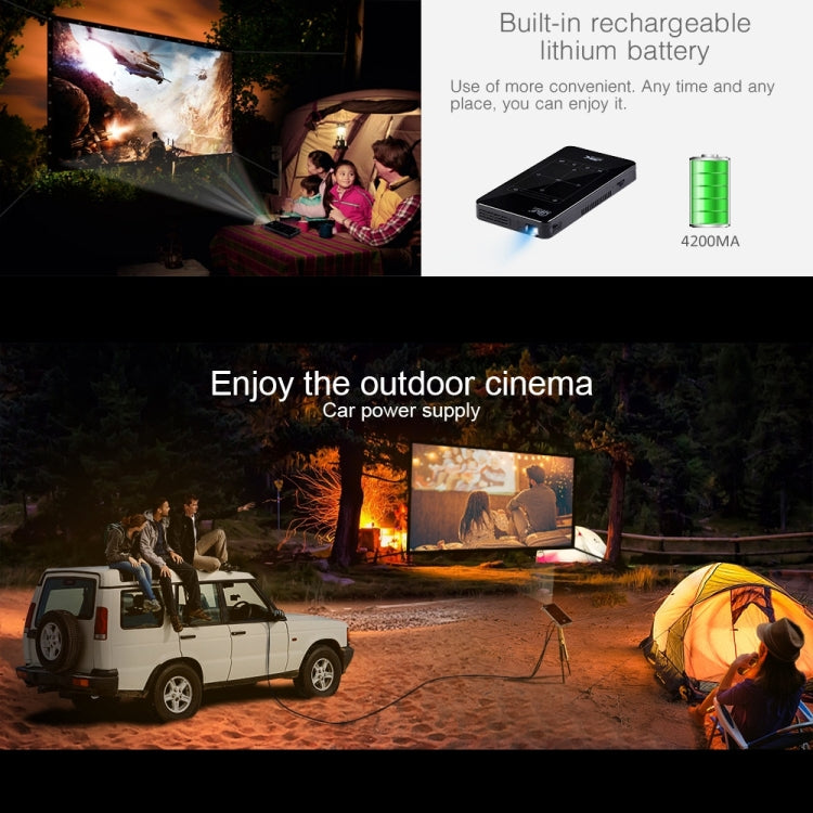 Projetor inteligente portátil P09 4K Ultra HD DLP com comando à distância por infravermelhos, Amlogic S905X 4 núcleos A53 até 1,5GHz Android 6.0, 1GB+8GB, suporte WiFi 2.4G/5G, Bluetooth, cartão TF
