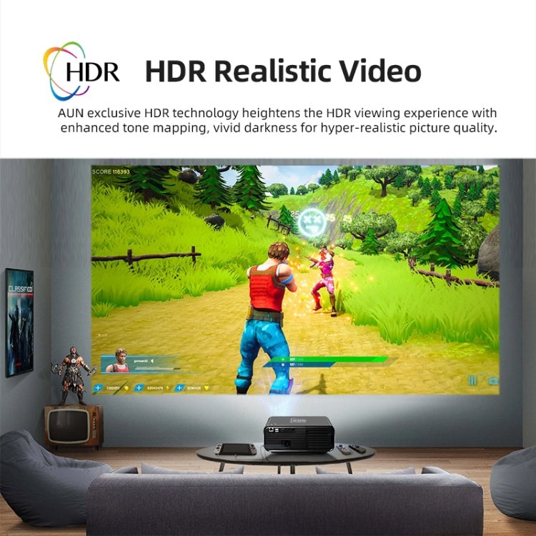 Projetor Digital LED HD 4K Portátil AUN U001 18000 Lumens para Cinema em Casa, Tomada US, Tomada UK, Tomada AU