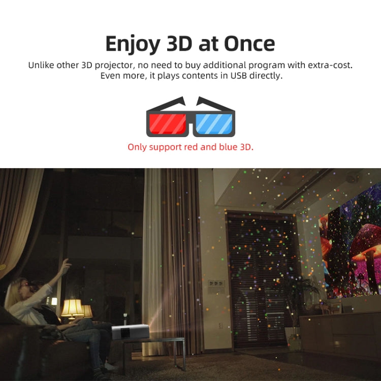 Projetor Digital LED HD 4K Portátil AUN U001 18000 Lumens para Cinema em Casa, Tomada US, Tomada UK, Tomada AU