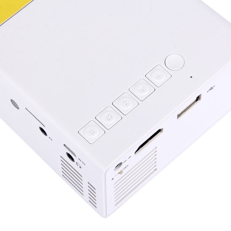 YG-300 0.8-2M 24-60 polegadas 400-600 Lumens Projetor LED HD Cinema em Casa com Cabo Conversor de Vídeo 3 em 1 e Comando à Distância, Tamanho: 12,6 x 8,6 x 4,6 cm, Ficha UE