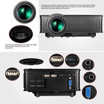 LY-50 Projetor LED para Cinema em Casa 1800 Lumens 1280x800 com Comando à Distância, Suporta AV & USB & VGA & HDMI, LY-50