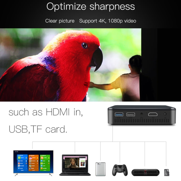 D13 Projetor Mini de Bolso Android 7.1.2 2+16G 854 x 480 4K DLP Smart LED WIFI para Cinema em Casa, Suporta USB / TF / HDMI