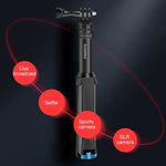 RUIGPRO Tripé Portátil de Mão Monopé Telescópico para Selfie para GoPro, Insta360, DJI e Outras Câmaras de Ação, Preto