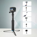 RUIGPRO Tripé Portátil de Mão Monopé Telescópico para Selfie para GoPro, Insta360, DJI e Outras Câmaras de Ação, Preto