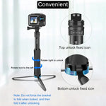 RUIGPRO Tripé Portátil de Mão Monopé Telescópico para Selfie para GoPro, Insta360, DJI e Outras Câmaras de Ação, Preto