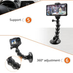 Montagem com Garra Flexível de Ventosa para GoPro, Insta360, DJI e Outras Câmaras de Ação, Garra Flexível