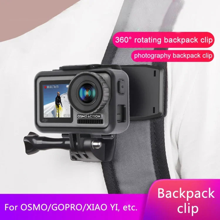 RUIGPRO Suporte de Clipe para Mochila com Rotação de 360 Graus e Parafuso para GoPro, Insta360, DJI e Outras Câmaras de Ação, Clipe com Rotação de 360 Graus