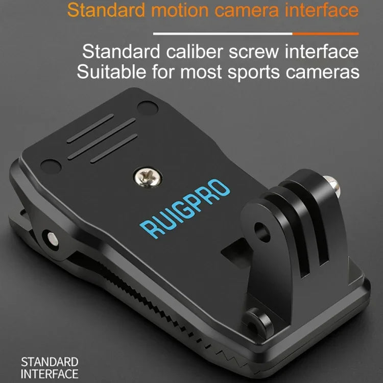 RUIGPRO Suporte de Clipe para Mochila com Rotação de 360 Graus e Parafuso para GoPro, Insta360, DJI e Outras Câmaras de Ação, Clipe com Rotação de 360 Graus