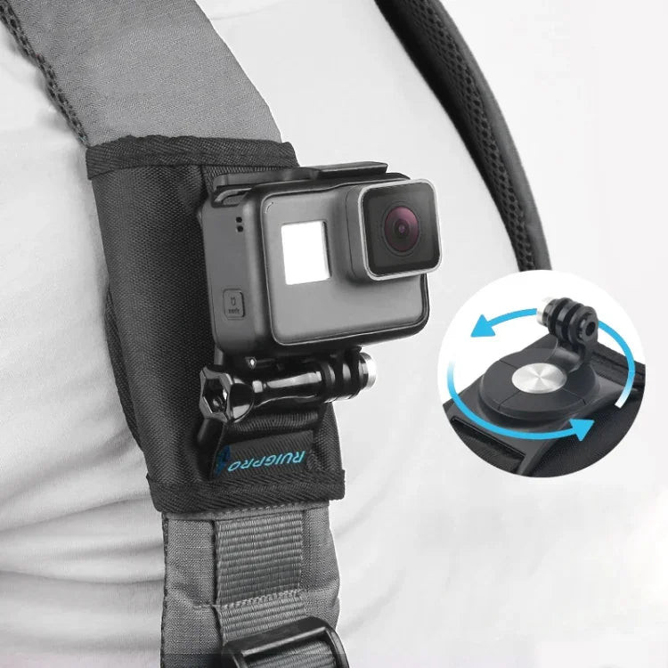 RUIGPRO Suporte de Clipe para Mochila com Parafuso e Fecho de Contato para GoPro, Insta360, DJI e Outras Câmaras de Ação, Clipe com Fecho de Contato
