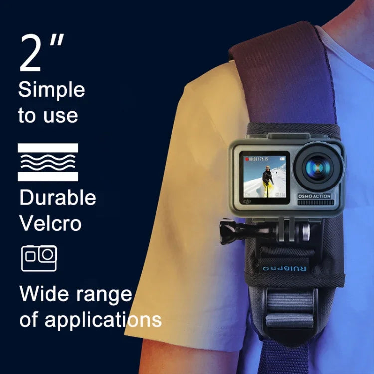RUIGPRO Suporte de Clipe para Mochila com Parafuso e Fecho de Contato para GoPro, Insta360, DJI e Outras Câmaras de Ação, Clipe com Fecho de Contato