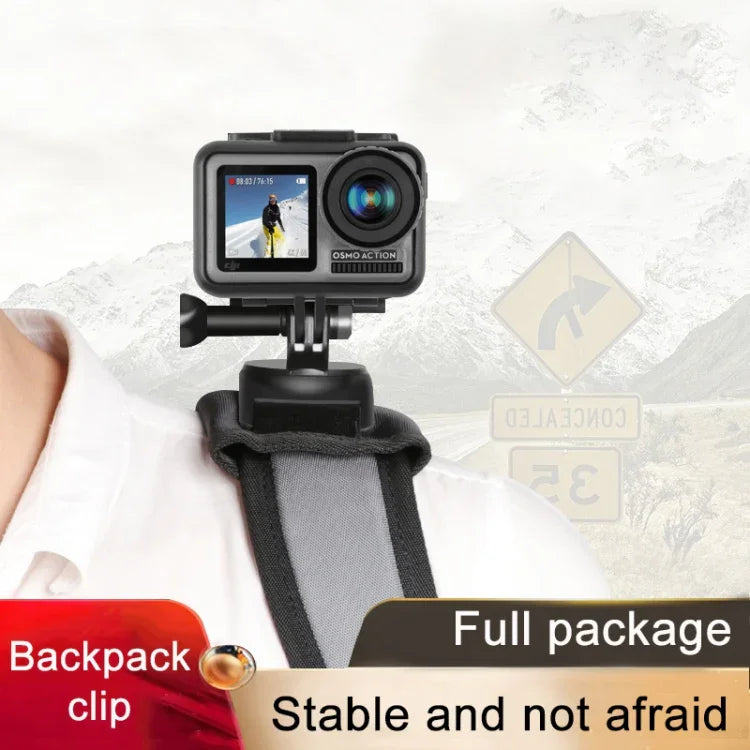 RUIGPRO Suporte de Clipe para Mochila com Parafuso e Fecho de Contato para GoPro, Insta360, DJI e Outras Câmaras de Ação, Clipe com Fecho de Contato