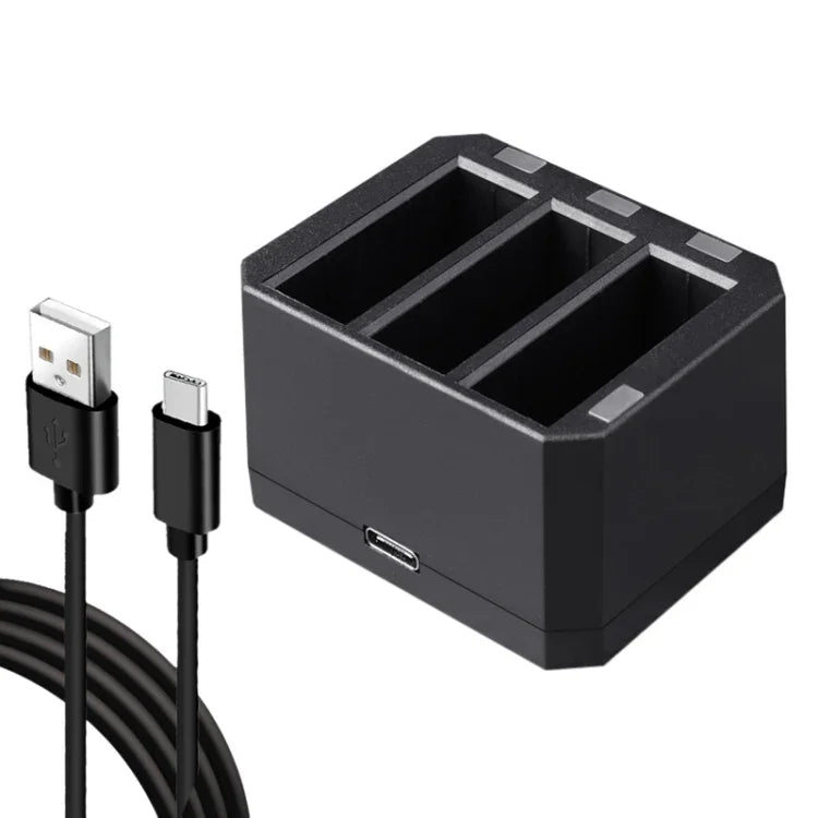 Carregador Triplo USB para Baterias com Luz Indicadora LED para DJI OSMO Action, Carregador