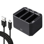 Carregador Triplo USB para Baterias com Luz Indicadora LED para DJI OSMO Action, Carregador