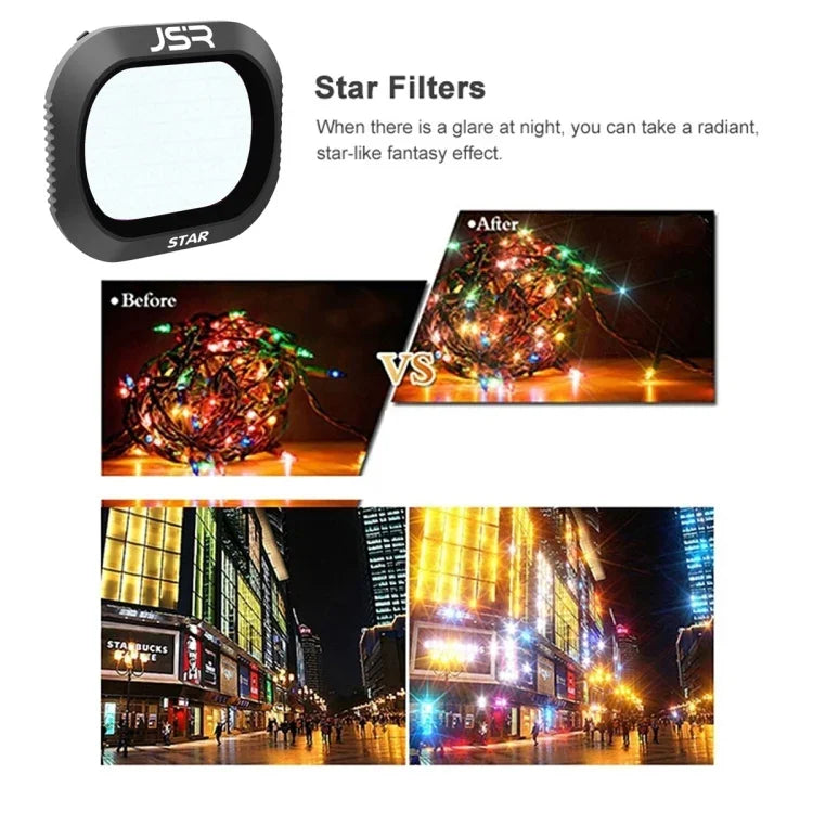 Filtro de Lente com Efeito Estrela para Drone JSR DJI MAVIC 2 Pro, Filtro Estrela