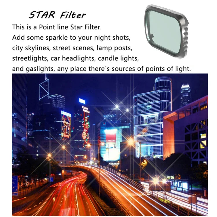 Filtro de Lente JSR KS Efeito STAR para DJI Air 2S, Estrutura de Alumínio, STAR